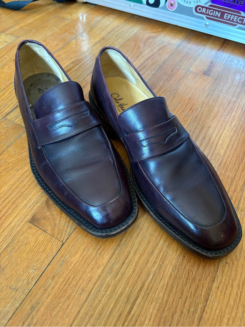 Cole Haan Men's Burgundy Leather Penny Loafers